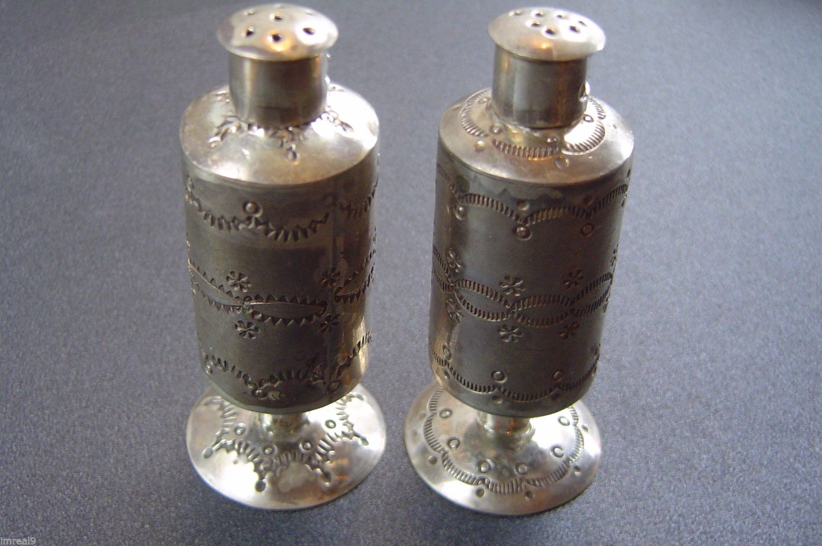 Salière Et Poivrière Vintage En Marbre Vert Années 80 Lot De 2